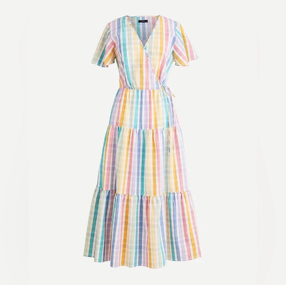 J. Crew Multicolor Striped Midi Dress